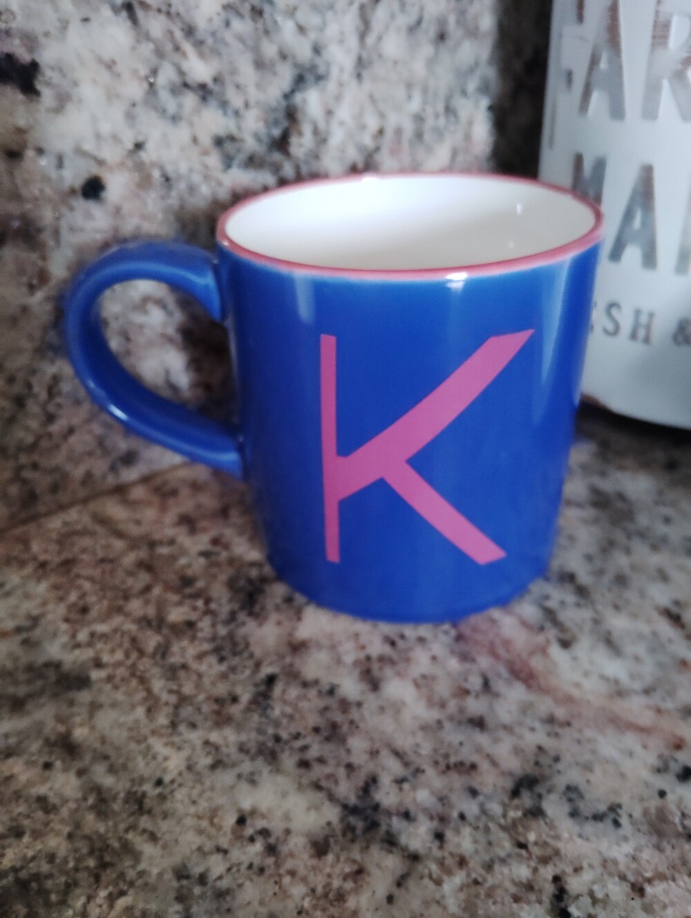 Letter K Opalhouse Target Stoneware Monogram Coffee Mug  Blue Pink 16oz